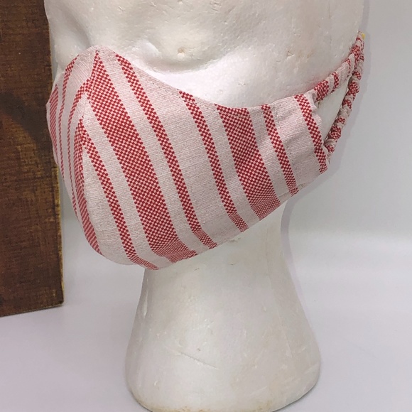 REUSABLE 100% Cotton Red Stripe Face Mask ~NEW! - Picture 4 of 13